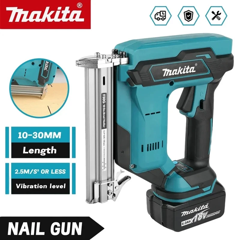 Cloueuse Makita à batterie lithium-ion : 18 V, batterie 6,0 Ah, capacité de 100 clous, sans fil, idéale pour les projets de bricolage en menuiserie