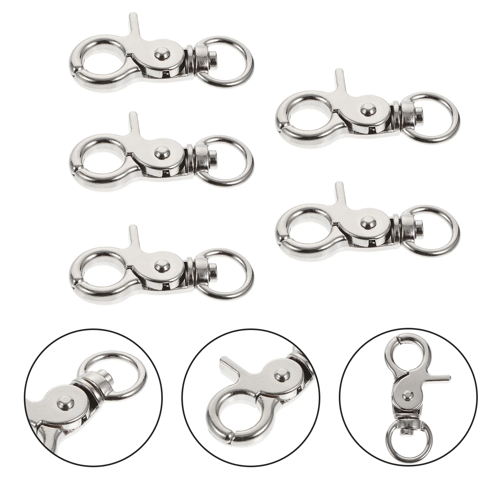 

5 Pcs Safety Buckle Birdcage Lock Key Fob Snap Hook Stainless Steel Parrot Buckles