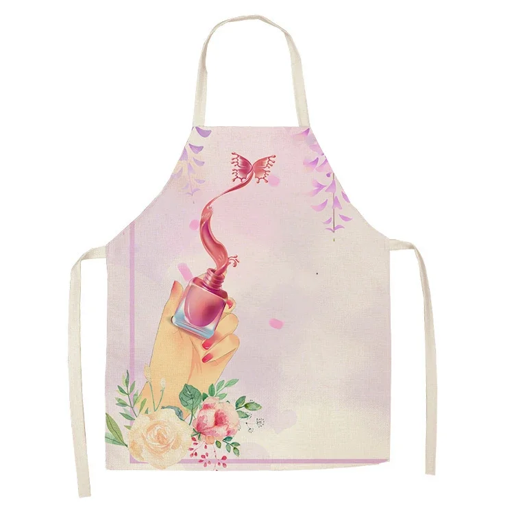 2022 Nail Polish Print Sleeveless Kitchen Apron Men Women Home Cleaning Tools Cafe Workwear Adult Parent Child Anti Dirty Apron