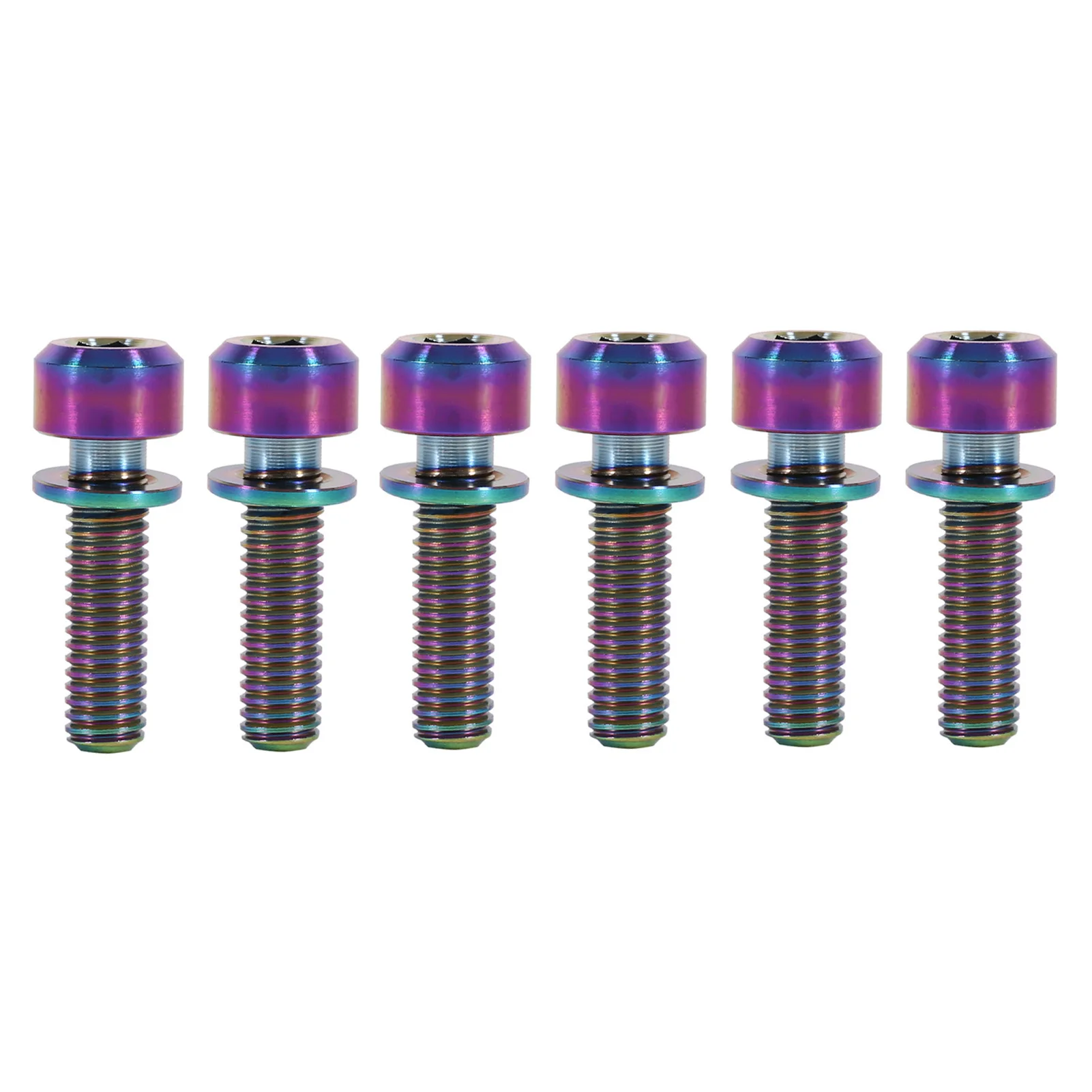 

6 Pieces Mountain Bike M5 x 18mm Titanium Stem Bolts Screw With Washer(titanium)