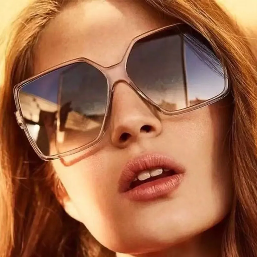 Oversized Square Sunglasses Vintage Gradient Lens Uv400 Women Men Driving Fashion Large Frame Accessories