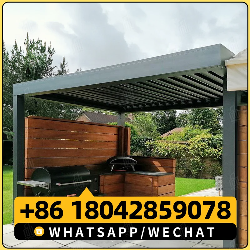 Manufacture Pavilion Outdoor Pergola Aluminium 6x4 Gazebo with Bar Japanese Gazebo Sale