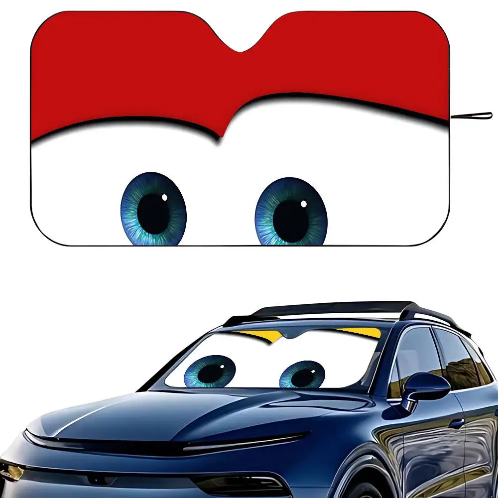 L-Lightning M-McQueen عيون سيارة ظلة غطاء الزجاج الأمامي حماية من الأشعة فوق البنفسجية اكسسوارات السيارات قناع للسيارات