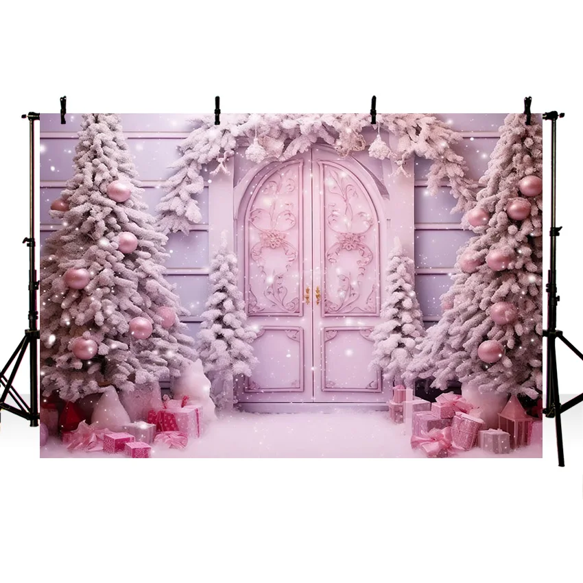Mehofond-Sweet Shop Fotografia Contexto, Retrato Infantil, Árvore de Natal, Casa Rosa, Inverno Neve Fundo, Estúdio Photocall