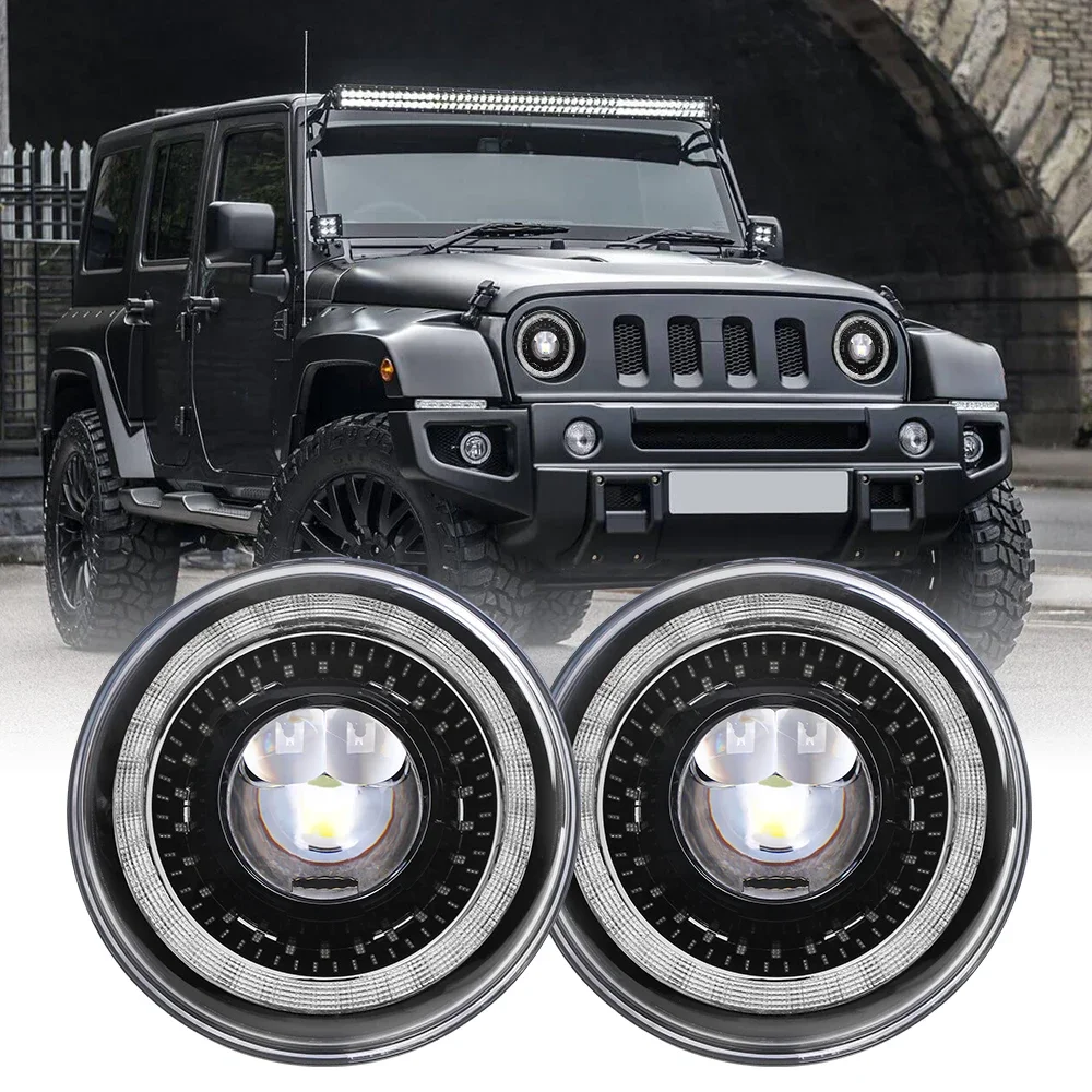 Eye Design 7 Inch Faros Led Para Autos 7 Inch Led Projector Headlights Hi Lo Beam Drl Round Headlight For Jeep Jk