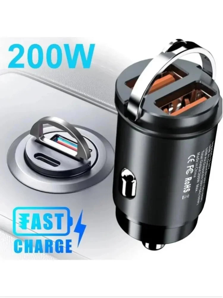 100W/200W QC3.0 PD Mini-Autoladegerät 12-24V Zigarettenanzünder Schnellladegerät USB Typ-C für Xiaomi Samsung Huawei iPhone Power
