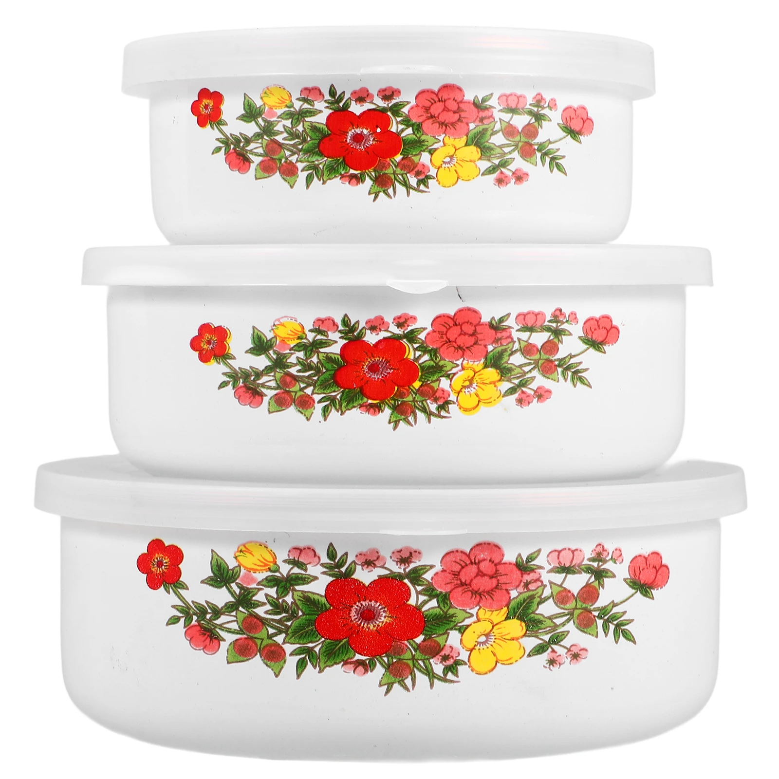 

3pcs Food Preservation Bowls Bowls Set Vintage Flower Pattern Food Storage Containers Salad Serving Preservation Kitchen