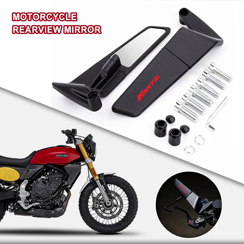 CNC Motorcycle Mirror Wind Wing side Rearview Reversing mirror For FANTIC CABALLERO TRACK 125 RALLY/SCRAMBLER 500 XE125 alloy