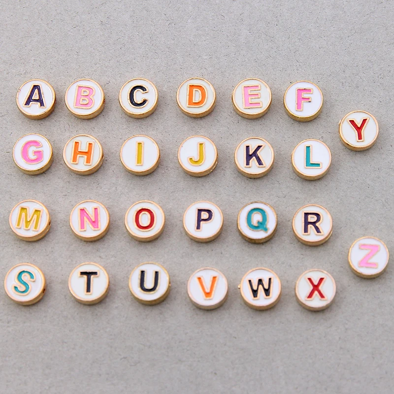 10PCS/ 26pcs Set 10MM Round A-Z Double-sided Letters Beads Colorful English Alphabet Spacer Bead Bracelet Jewelry Making Accesso