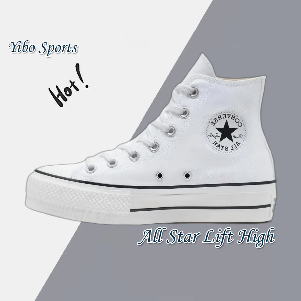 Converse White All Star Lift High Damenmode, einfache Segeltuchschuhe, bequem, leicht, lässig, Boardschuhe