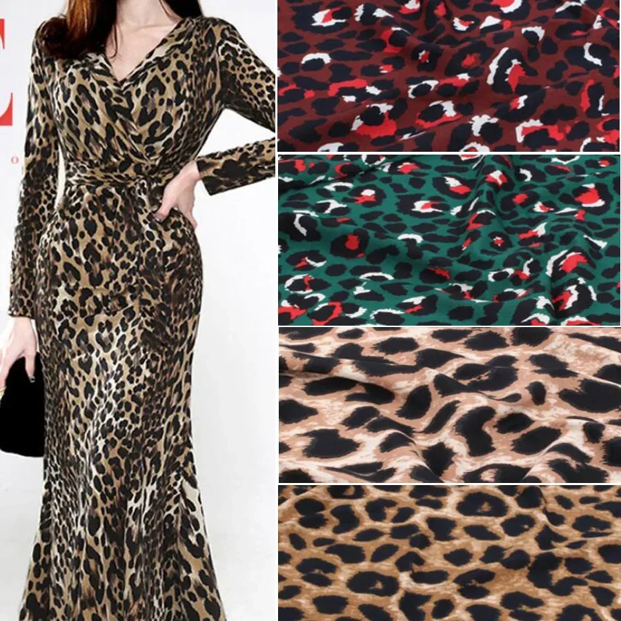 Suknia wieczorowa Leopard szyfonowa tkanina tkanina krepa moda lato materiał oddychający Cosplay DIY Craft tkanina 1 stocznia