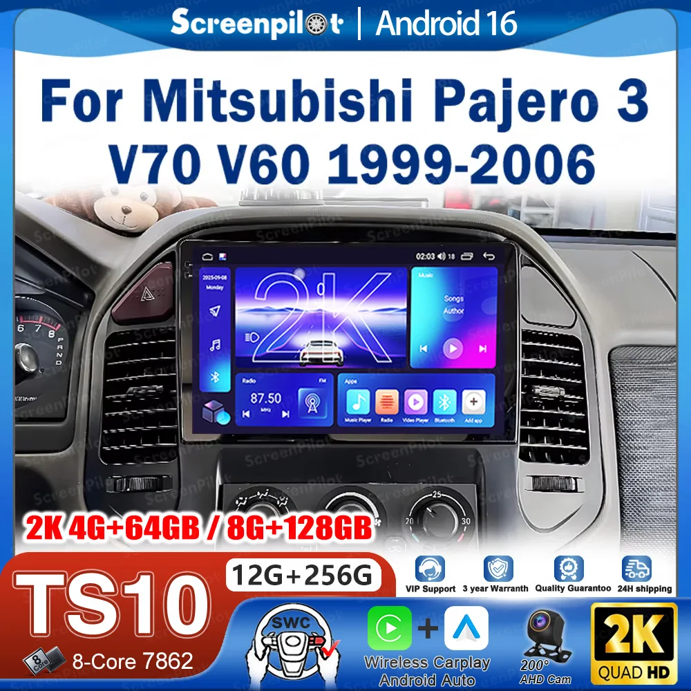 

Автомагнитола Android 16 для Mitsubishi Pajero 3 V70 V60 1999-2006 с видеоплеером, GPS-навигацией, сенсорным экраном, Bluetooth и Wi-Fi