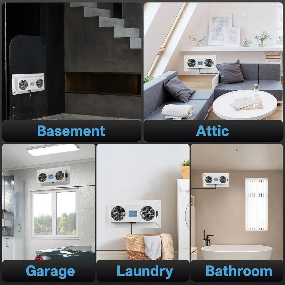 240 CFM Crawlspace Ventilation Fan with Thermostat and Humidistat for Moisture Control, Radon Reduction, and Freeze Protection i