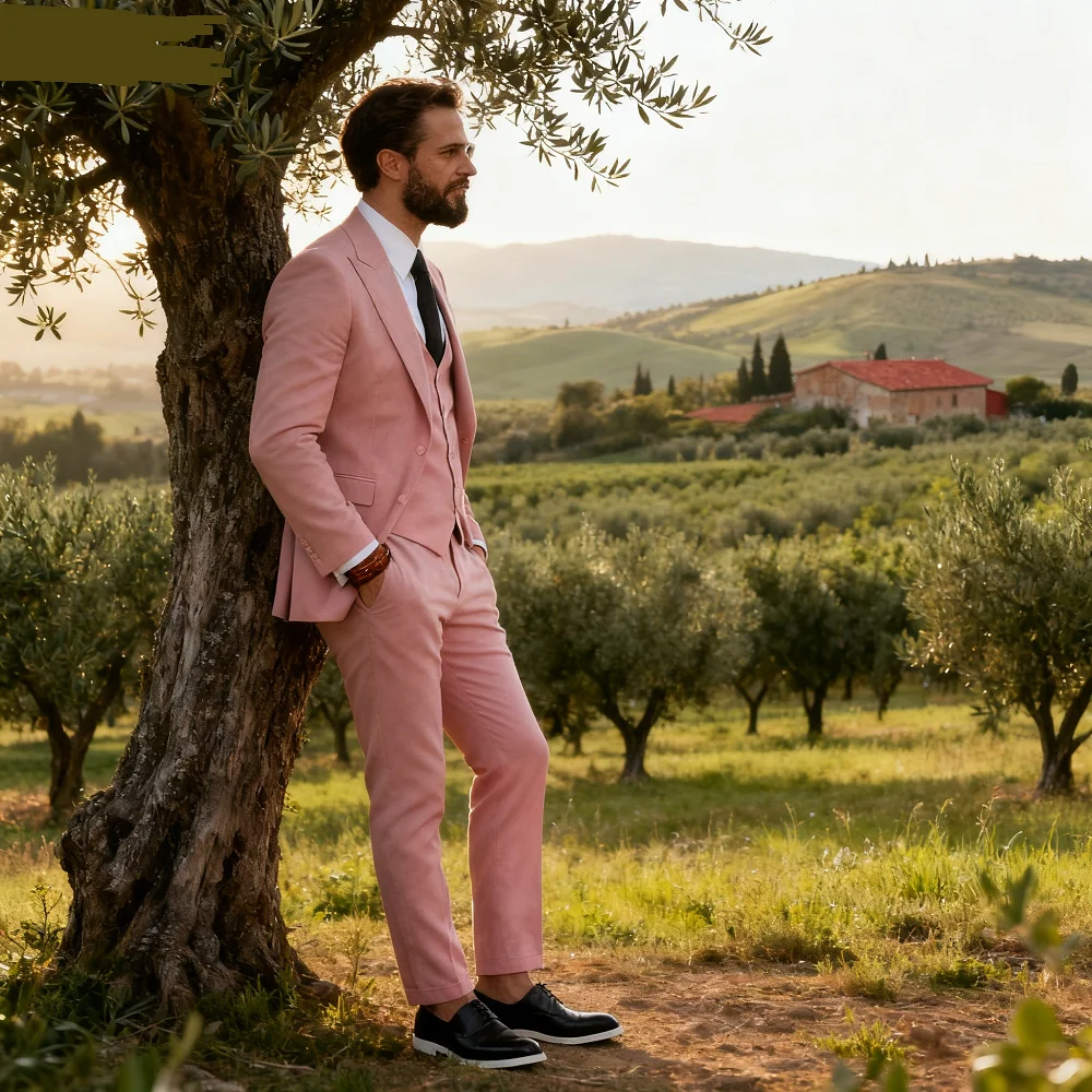 

Elegant Brown Wedding Tuxedo for Men Slim Fit Peak Lapel Formal Groomsmen Suiting Mais Recentes Designs Terno Ho