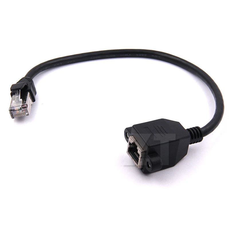 

High Quality 30cm 8Pin RJ45 Cable Male to Female Screw Panel Mount Ethernet LAN Network 8 Pin Extension Cable