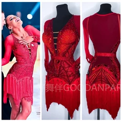 Laint dance dress latin wear Jive Chacha Latin Dancewear ballroom dancing dress color red  see through