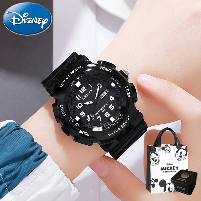 Disney-reloj de cuarzo con calendario semanal para niños, cronógrafo luminoso, resistente al agua, con caja