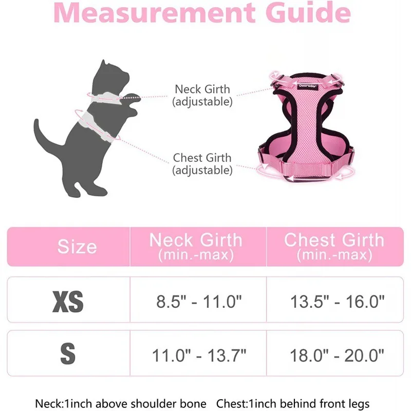 Pet Cat Cat leash Harness Escape Proof Soft Adjustable Vest Harnesses for Cats,Easy Control Breathable Reflective Strips Jacket