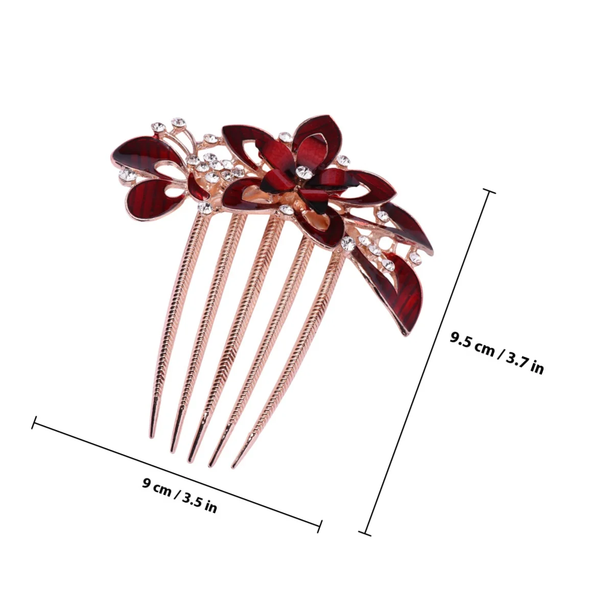مشط شعر على شكل زهرة الزفاف الحمراء، أغطية رأس أنيقة، فستان الزفاف، إكسسوارات الحفلات، زينة شعر للنساء، قطعة شعر أنيقة