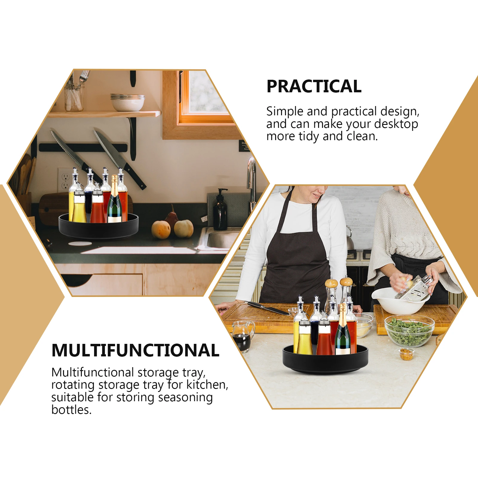 

Stainless Steel Seasoning Tray Round Rotating Kitchen Storage Plate for Spice Bottles Household Organizer Multi-Function