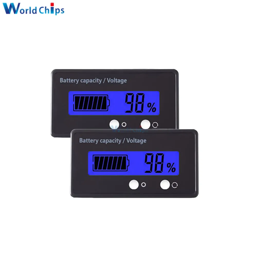 8-120V LCD Display Battery Capacity Display Meter Green Blue White Lithium Lead-acid Battery Power Indicator Monitor Voltmeter