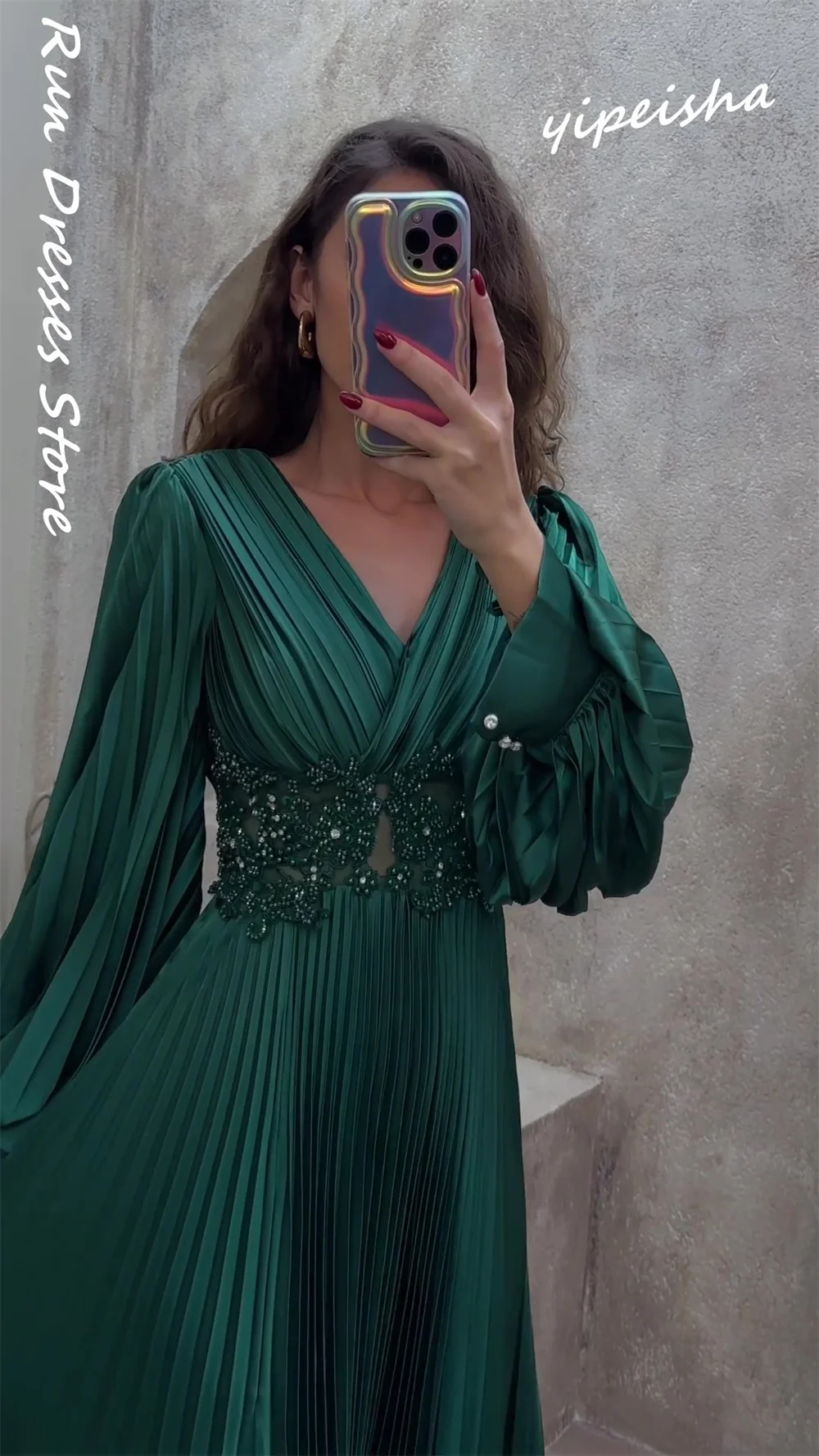 Personalizado elegante com decote em v a linha até o chão vestidos de noite beading chiffon formal ocasião vestido فساتatuuratuurف www