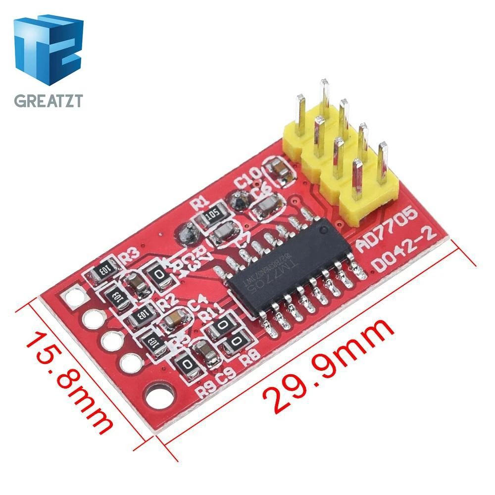 GREATZT AD7705 Dual 16 bit ADC data acquisition module programmable input gain SPI interface