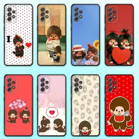 Cute M-Monchhichis Phone Case For Samsung S25,S24,S21,S22,S23,S30,Ultra,S20,Plus,Fe,Lite,Note,10,9,5G Black Cover