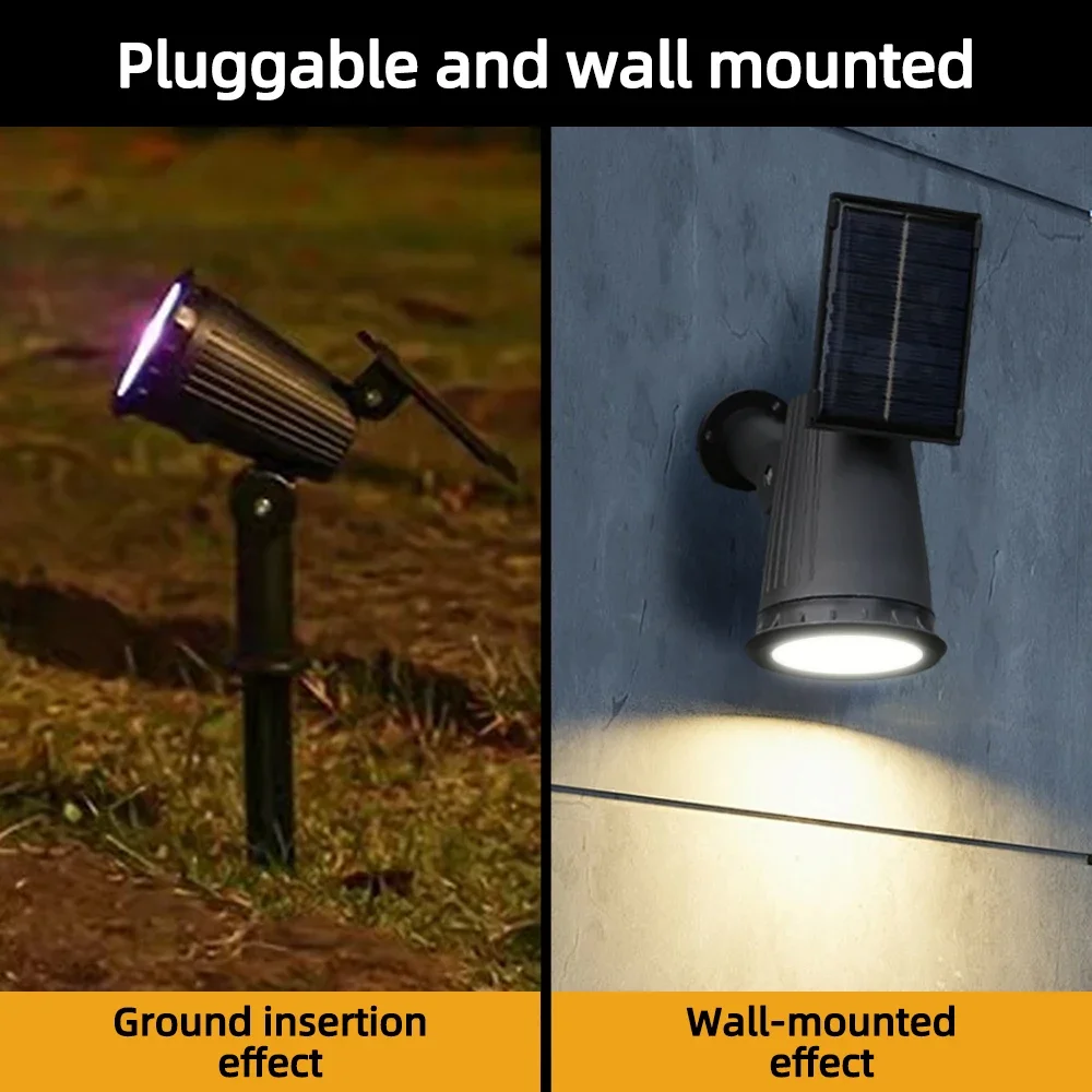 Imagem -04 - Solar Wall Landscape Lights Led Rgb Ajustável Brilho Ip65 Impermeável ao ar Livre Jardim Quintal Palmeiras