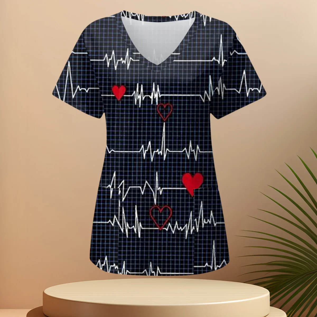 Love 3d Print Scrubs Medical Uniforms Para Mujer Top Mate Philippines Nursing Dental Uniforme V-Neck Tee Nursing Clothes Nurses