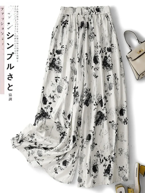 

Повседневные широкие брюки женские больших размеров с высокой талией, длиной до щиколотки, для работы и повседневной носки, винтажный стиль, с цветочным узором...