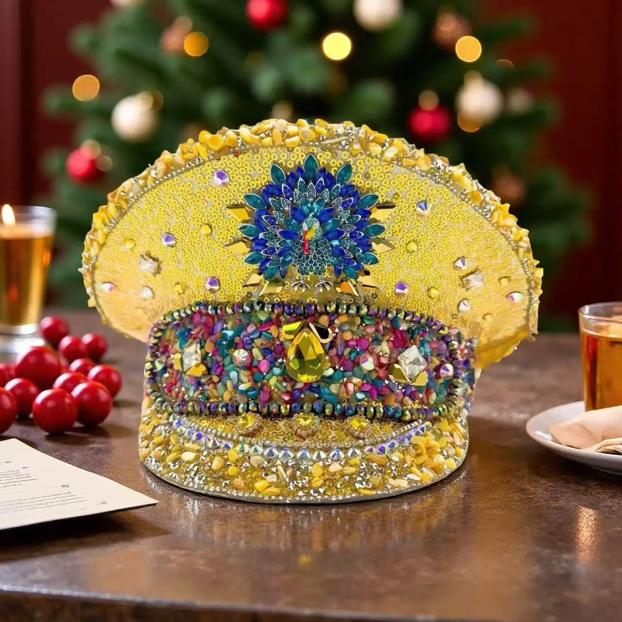 スチームパンク-キャプテンハット-ラインストーン付き-バーニングマンフェスティバル-女性用、ヴィンテージミリタリーアクセサリー＆キャップ-男性用