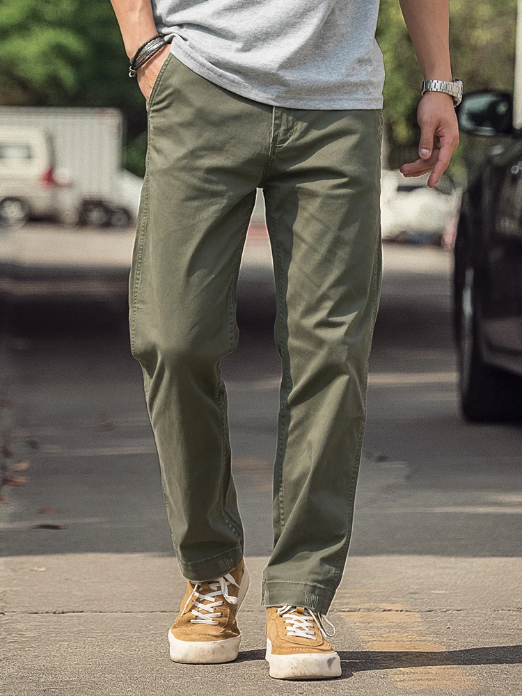 

Summer Military een Casual Pants Men's Thin Cotton Straight Leg Workwear Trousers American Retro Sle Loose Fit Long Trousers