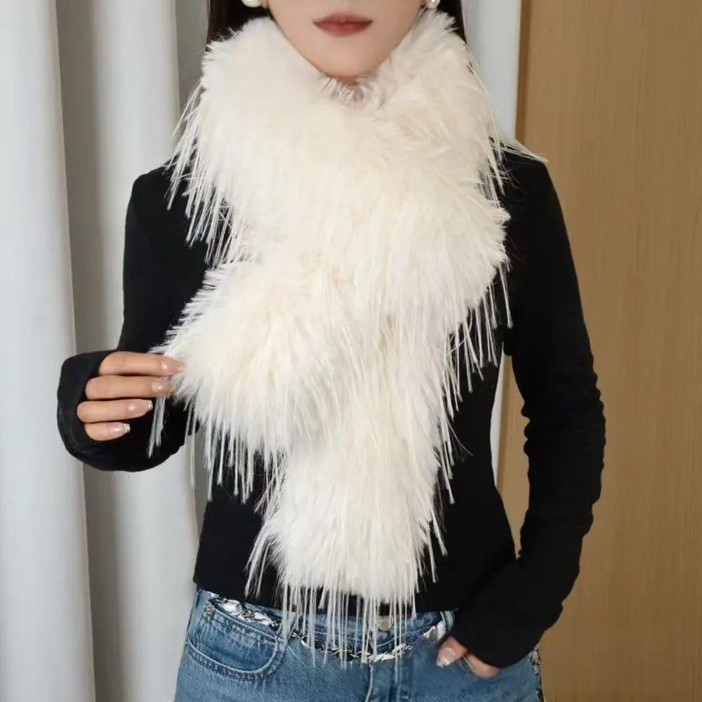 

Fashionable Thick Fluffy Plush Long Strip Scarf 180cm Imitation Mink Fur Soft Shawl Luxury Classic Y2K Girl Scarf for Warm