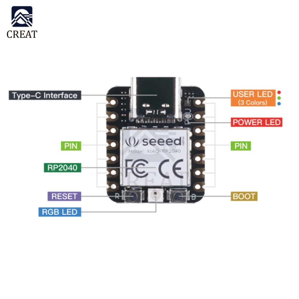Макетная плата микроконтроллера Seeeduino XIAO 2040, двухъядерный процессор ARM Cortex M0 + для материнской платы Arduino Nano Rp2040
