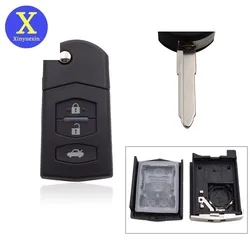 Xinyuexin-Coque de clé de voiture à distance pliable, coque en plastique pour Mazda 3, 5, 6, M6, Rx8, Mx5, 2, 3 boutons, accessoire de voiture