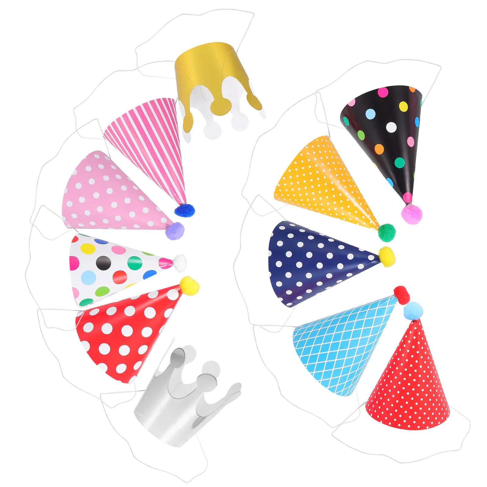 

44pcs Children Birthday Party Hats Dot Crown Shaped Photo Props Lightweight Materials Ideal Decorations Supplies