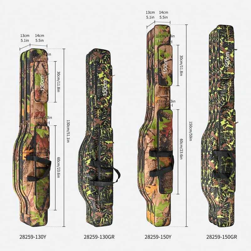 1,3 m/1,5 m 2-warstwowa składana duża torba na wędkę morską, podwójna torba na wędkę na ramię, zestaw narzędzi do przechowywania na zewnątrz do wędkowania