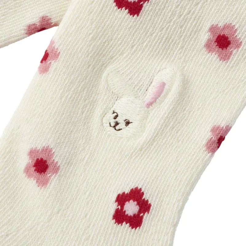 Girls Pantyhose Spring Autumn New Baby Cartoon Flower Rabbit Embroidery Kids Socks