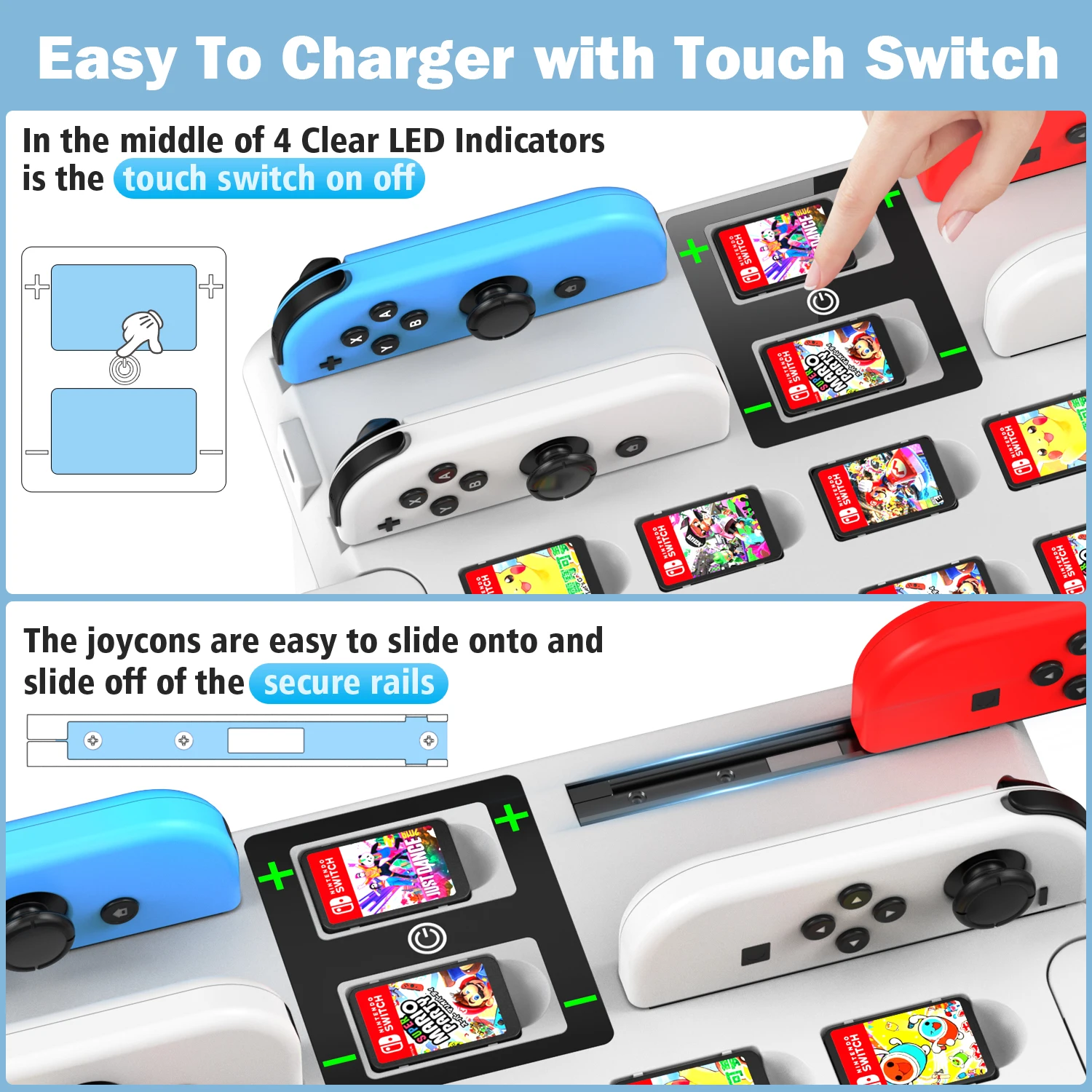 Oivo-Nintendo Switch用の収納タワー,Nintendo Switch用のコントローラー,Nintendo Switch用のコントローラー,充電ドック