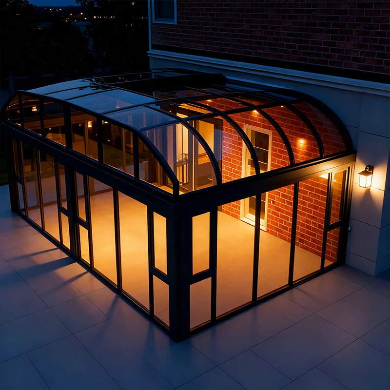 Good Quality Terrace Mobile Sunroom Automatic Retractable Container Mobile Glass Sunroom For Residential Use