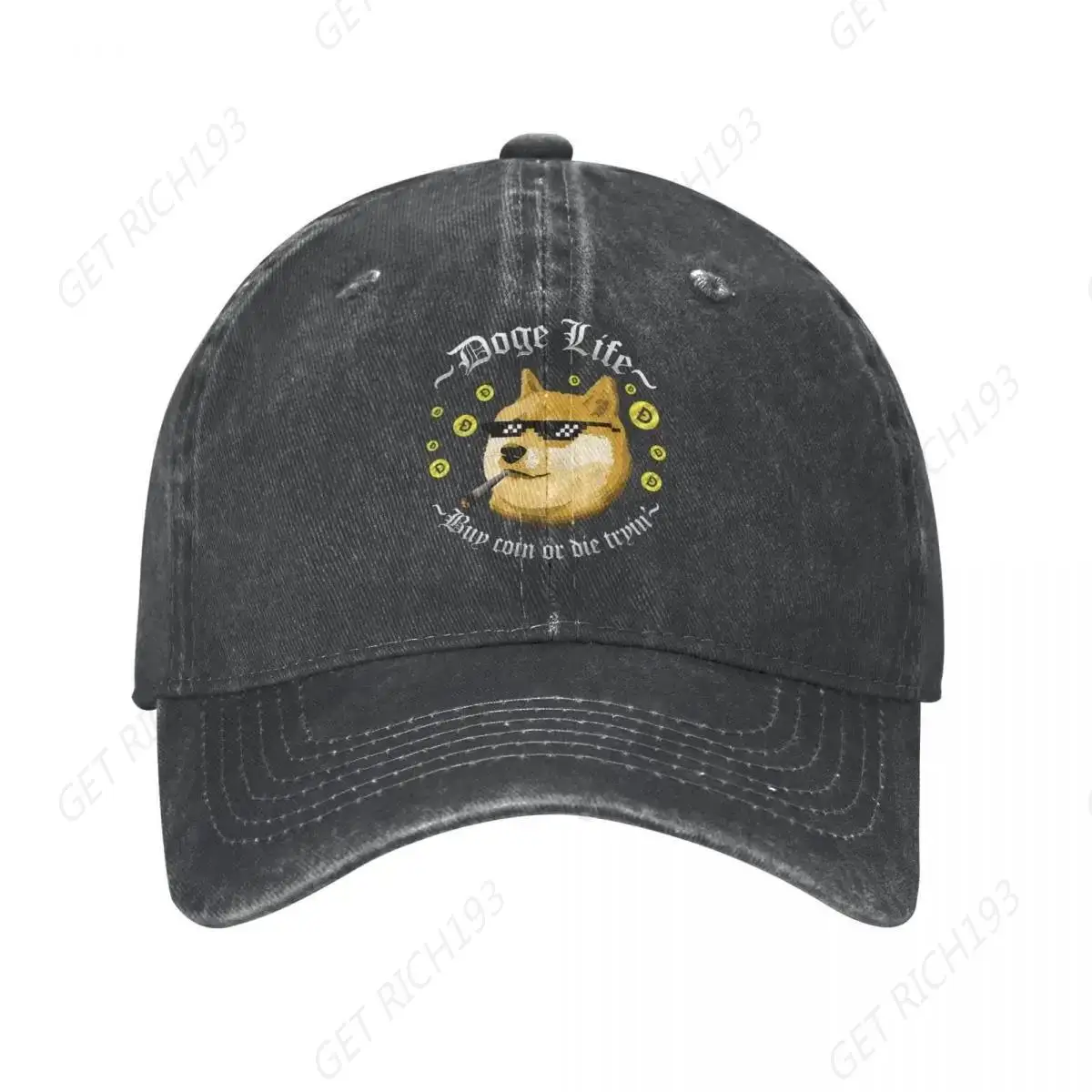 

Doge Life Dogecoin Spring Summer Cap Dad Baseball Cap Classic Bitcoin Crypto Btc Sunhat Denim Sport Casquette