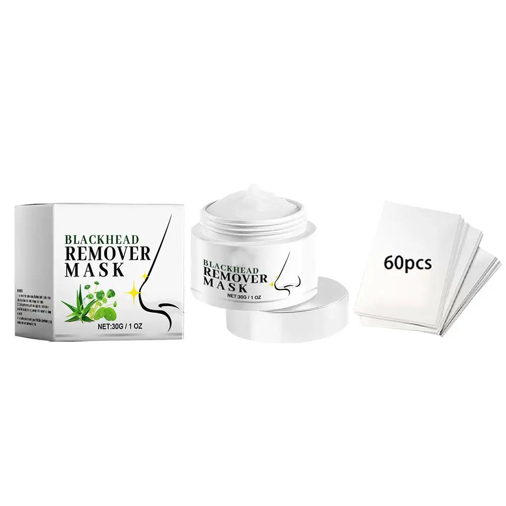 Papel Creme Removedor de Cravo Branco, Tiras de Poros de Plantas, Lama de Limpeza da Acne, Tratamento Preto, Máscara Descascada, Cuidado Nariz, 30g