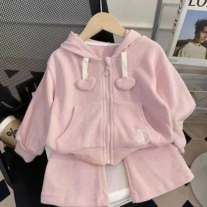 

2-7Y Korean Style Casual Suit For Girls Spring Autumn New Arrival Stylish Letter Sweatshirt Straight-Leg Trousers Two-Piece Set