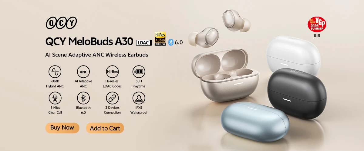 QCY MeloBuds N70 adaptív ANC vezeték nélküli fülhallgató Bluetooth 6.0 LDAC Hi-Res Audio 6 mikrofon vezeték nélküli töltés fülhallgató 50 óra IPX5