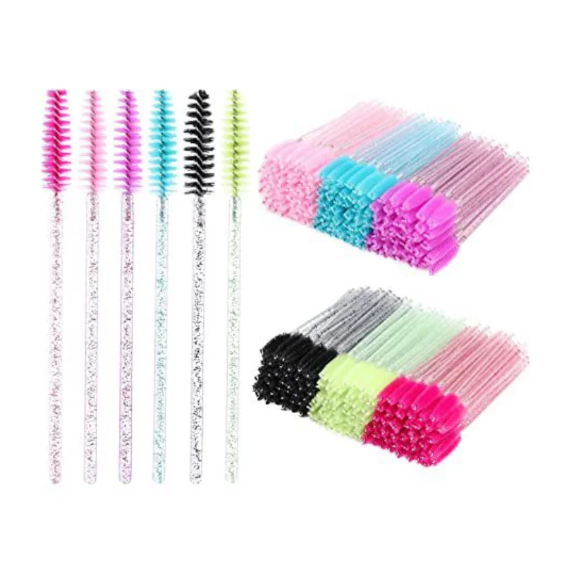 Brosse à cils en cristal de poulet, baguettes de mascara, applicateur, pinceaux pour les yeux, extension de cils, outils de pinceau de maquillage, 50 pièces par paquet