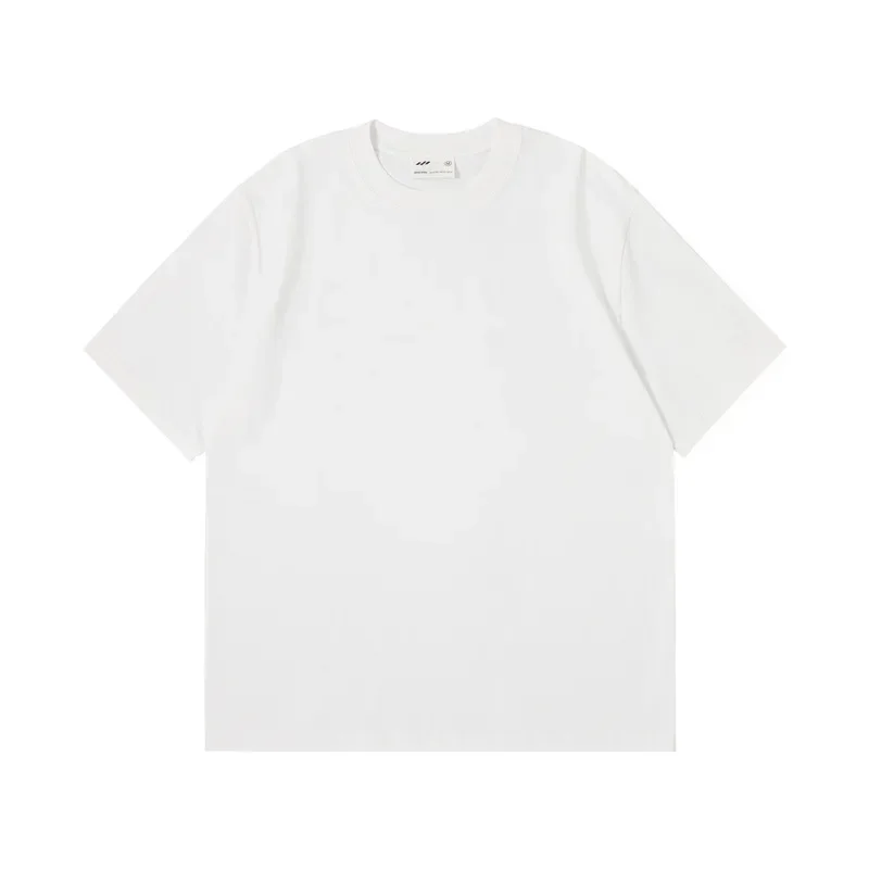 Combed cotton 240g heavy-duty pure cotton double yarn short sleeved t-shirt men's trendy brand solid color round neck top image 3