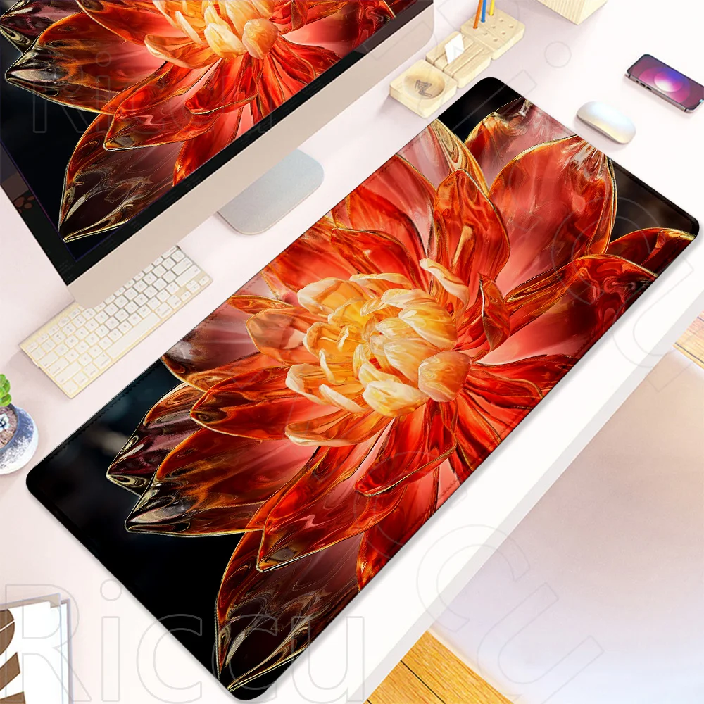 PC-randapparatuur HD levendige glazen bloem Muismat AI Bureau XXL 400x800x3mm Gamer Toetsenbord Laptop Tapijt Esports Antislip rubberen mat