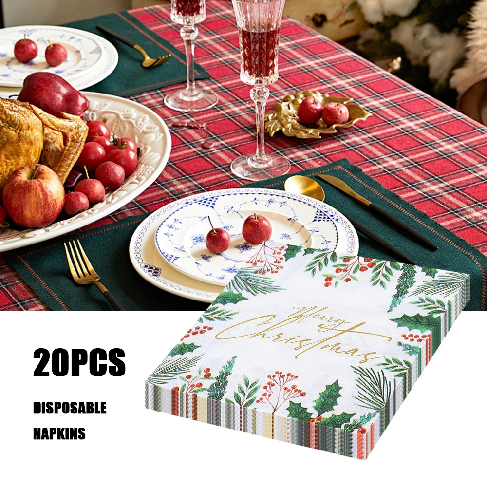 20pcs/pac Christmas Napkins, Used for Festivel Parties, Hotels, Weddings, 6.5\