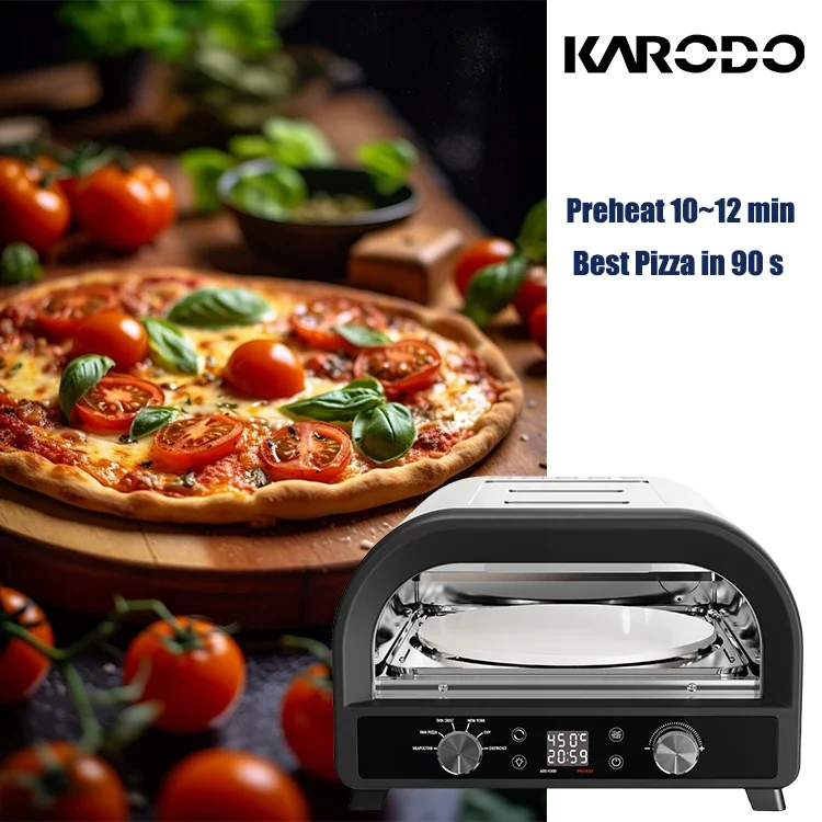 Karodo High Quality Multifunctional Electric Desk Pizza Oven Rotating Pizza Stone Maker High Temperature Pizza Oven